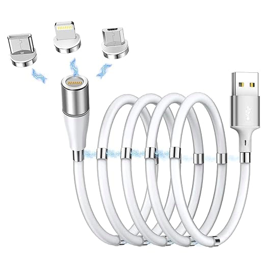 Self winding magnatic charging cable