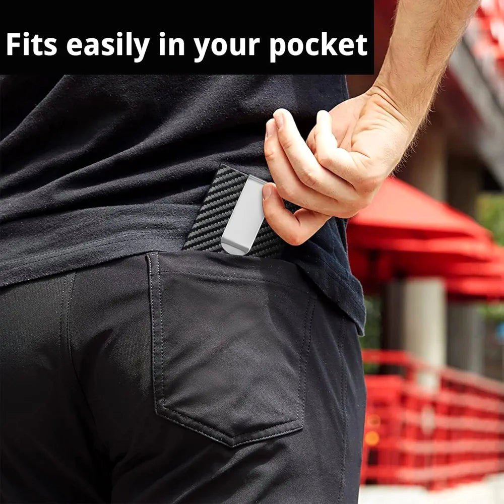 KASTWAVE Slim Wallet – RFID Blocking, Sleek Carbon Fiber Design with Money Clip.