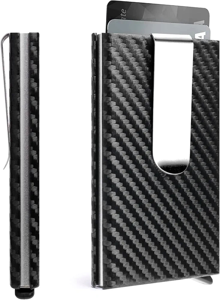 KASTWAVE Slim Wallet – RFID Blocking, Sleek Carbon Fiber Design with Money Clip.