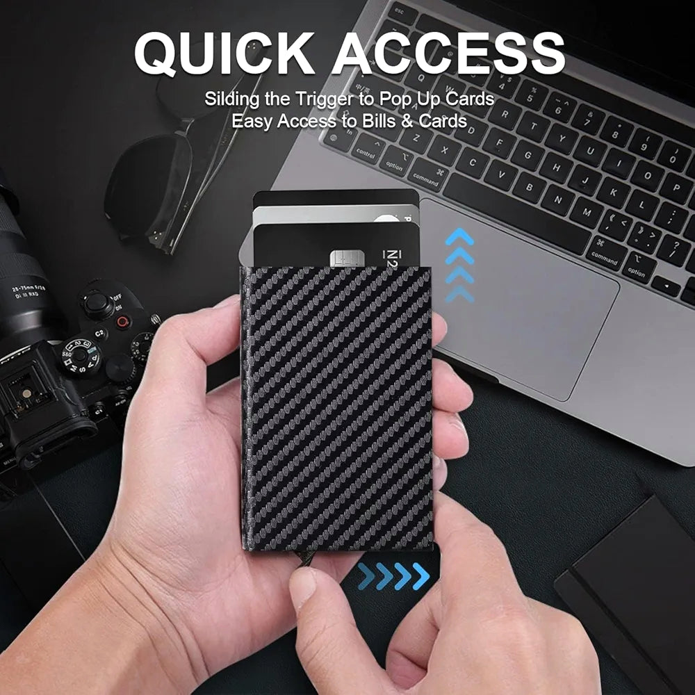 KASTWAVE Slim Wallet – RFID Blocking, Sleek Carbon Fiber Design with Money Clip.