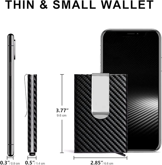 KASTWAVE Slim Wallet – RFID Blocking, Sleek Carbon Fiber Design with Money Clip.