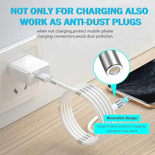 Self winding magnatic charging cable